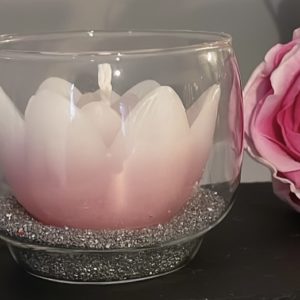 Bougie fleur de lotus dégradé de rose