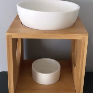 élégant  Brûle bougie en bois et céramique