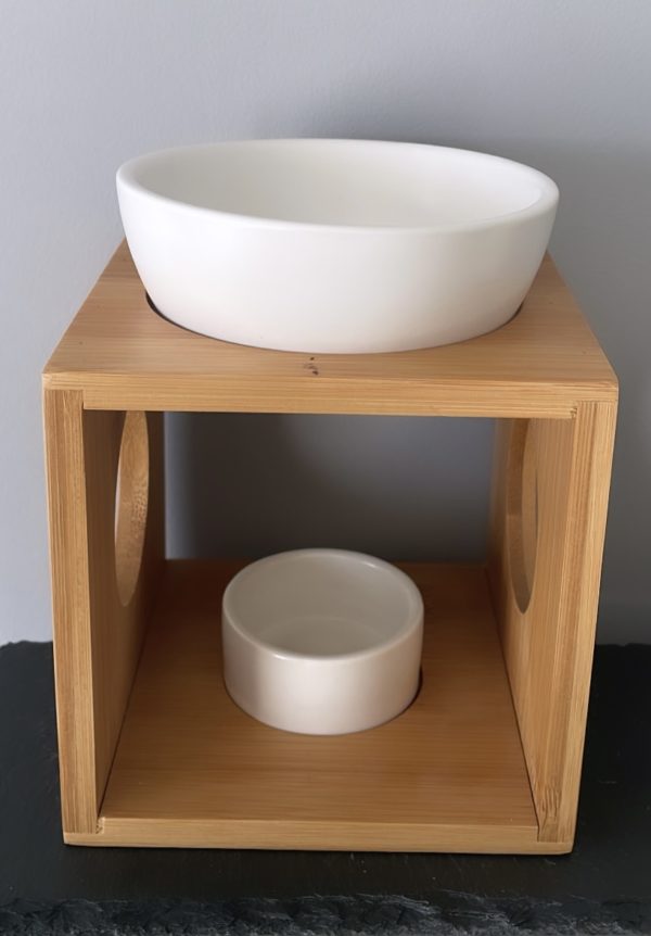 élégant  Brûle bougie en bois et céramique